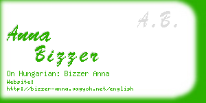 anna bizzer business card